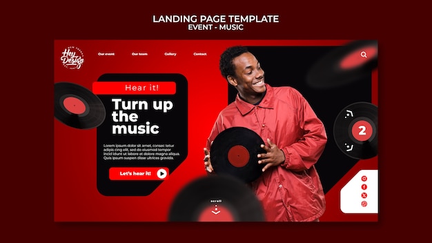 Free PSD realistic music event landing page template