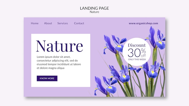 Free PSD realistic nature landing page template