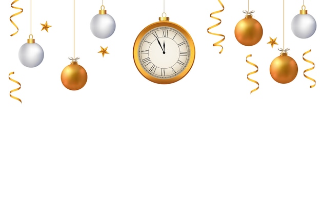 Free PSD realistic new year border with ornaments