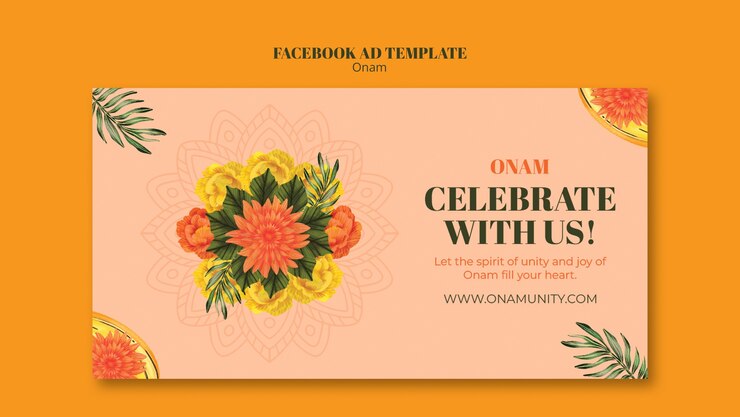 मुफ़्त PSD realistic onam celebration facebook template