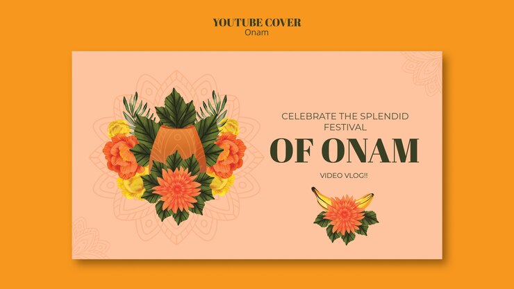 मुफ़्त PSD realistic onam celebration youtube cover