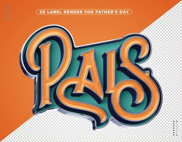 Бесплатный PSD Реалистичный оранжевый и зеленый 3d логотип дня отца для композиций