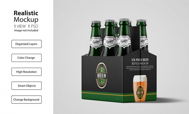 Download Premium PSD | Realistic packaging of six pack beer mockup
