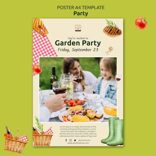 Realistic party poster template design