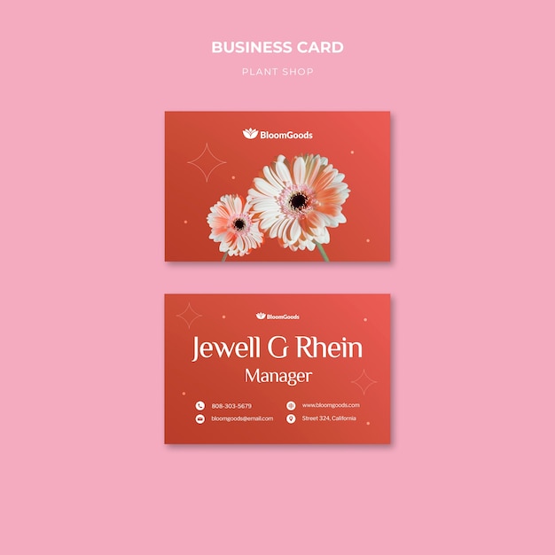 Free PSD realistic plant shop business card template