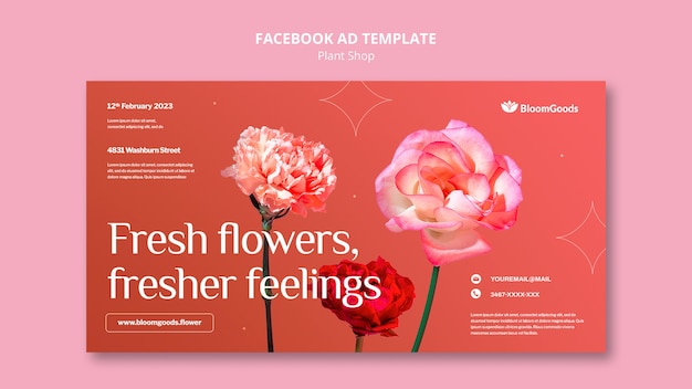 Free PSD realistic plant shop facebook template