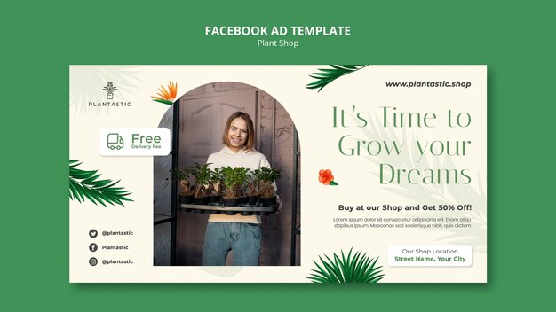 リアルなプラントショップfacebookテンプレート