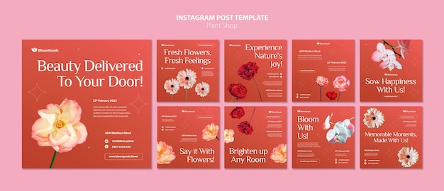 Realistic Plant Shop Instagram Posts – PSD Templates