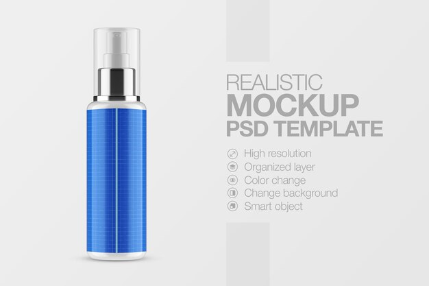 Download Premium Psd Realistic Cosmetic Spray Tube Mockup With Clear Cap