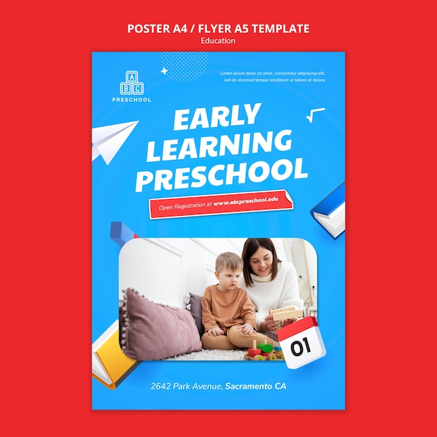 Free PSD realistic poster education template