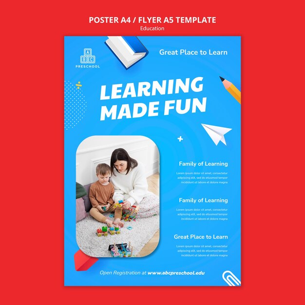 Realistic poster education template