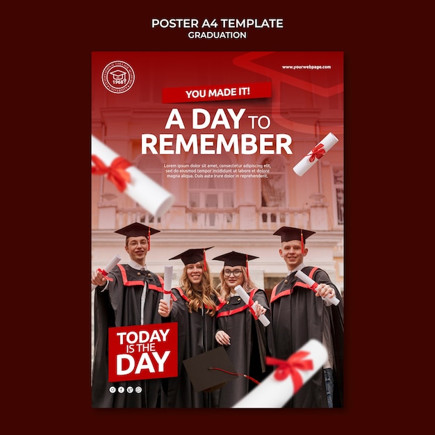 PSD gratuito modello di laurea poster realistico