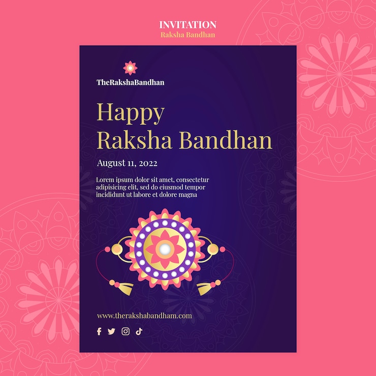 मुफ़्त PSD realistic raksha invitation design template