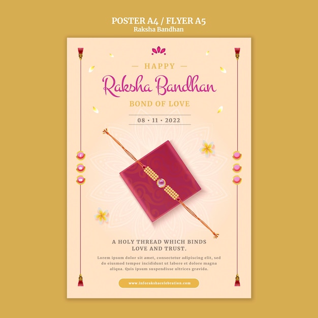 Free PSD realistic raksha poster design template