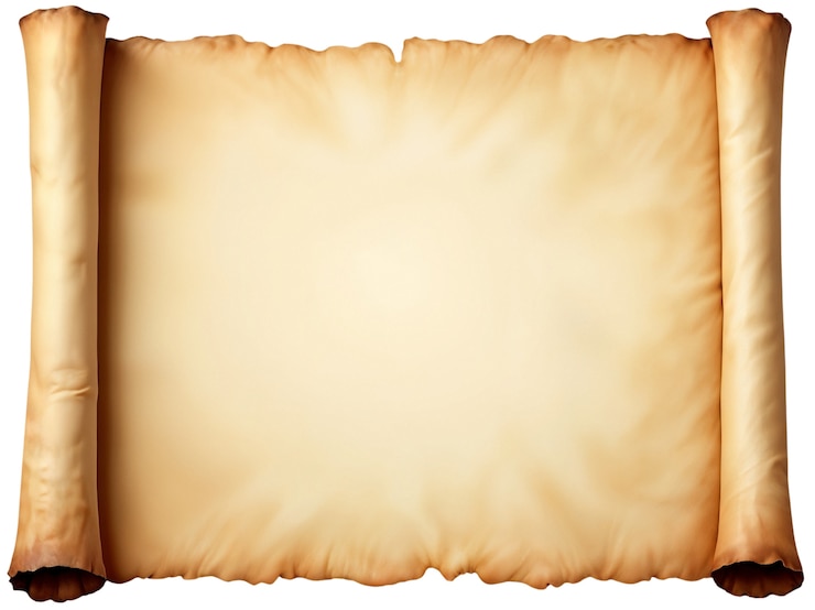 Free PSD realistic rolled parchment paper isolated