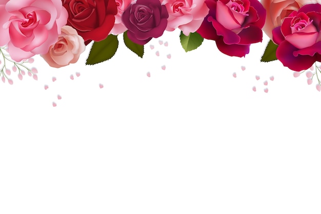 Realistic roses border illustration