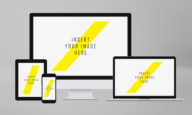 無料PSD 現実的なスクリーンコレクションのモックアップ