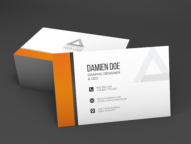 Free PSD realistic shaded business card mockup
