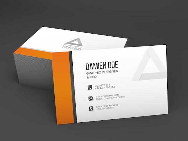 Realistic shaded business card mockup