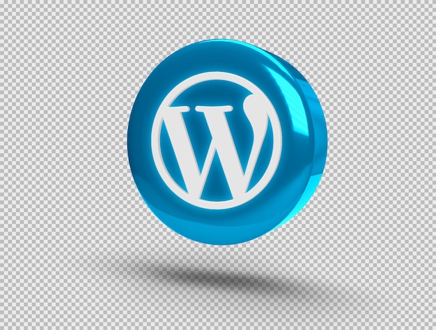 무료 PSD wordpress 아이콘이 있는 사실적인 반짝이는 3d 원형 버튼