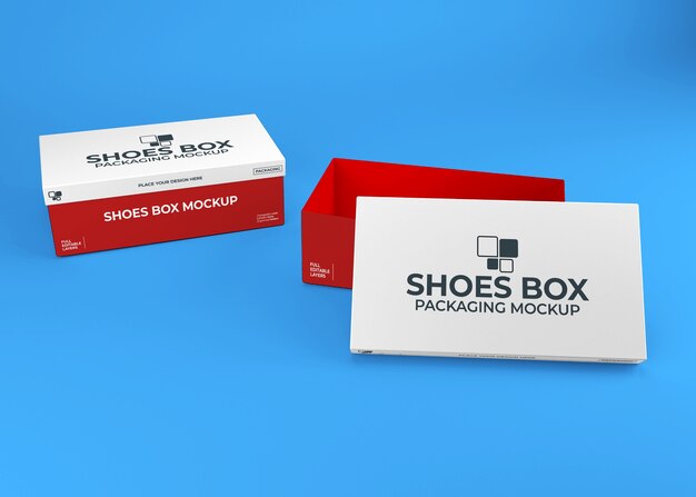 Download Premium PSD | Realistic shoes box packaging mockup