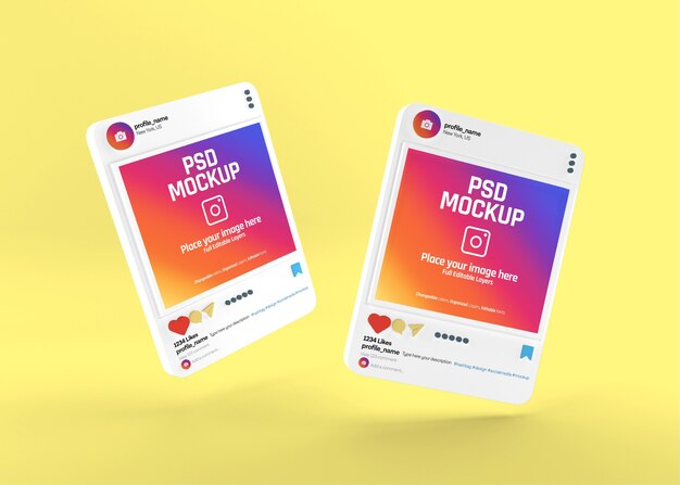 Download Premium PSD | Realistic social media instagram post mockup