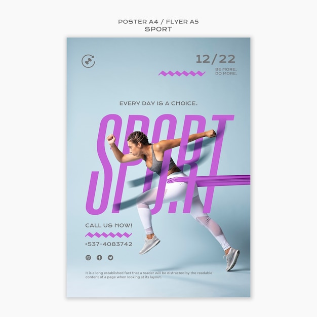 Бесплатный PSD Реалистичный спортивный шаблон дизайна плаката
