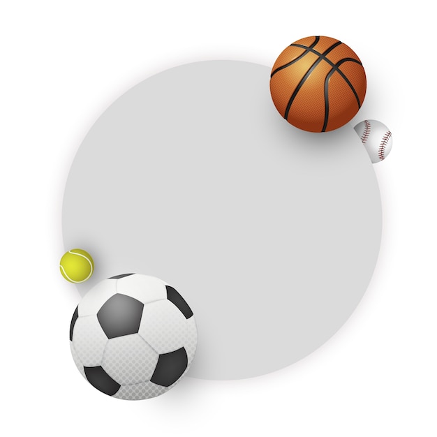 Realistic sports balls frame element