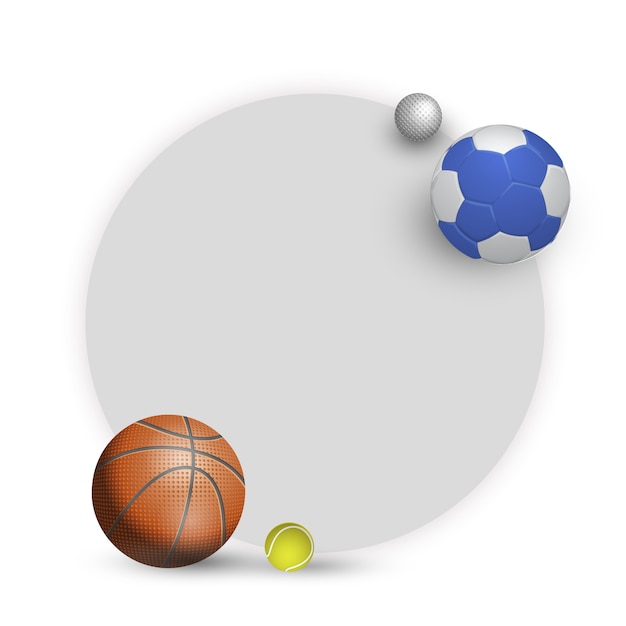Realistic sports balls frame element