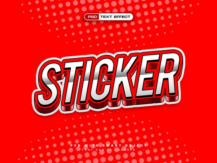 Free PSD realistic sticker text effect