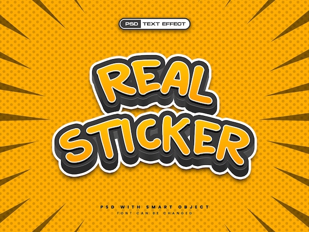 Free PSD realistic sticker text effect