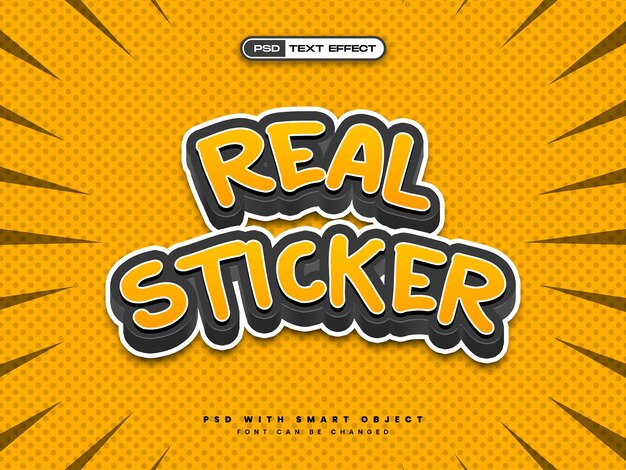 Free PSD realistic sticker text effect
