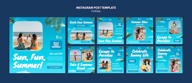 Realistic summer holiday instagram posts