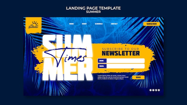 無料PSD リアルな夏のランディングページのデザインテンプレート