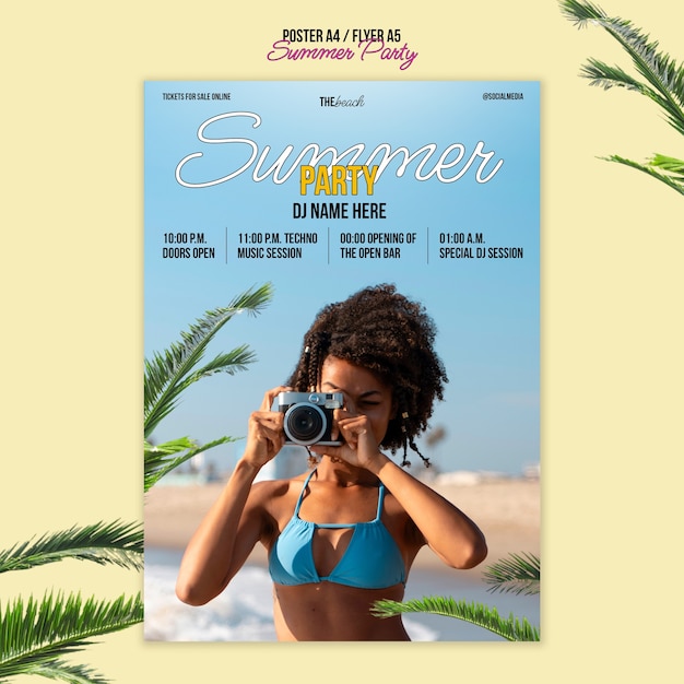 Realistic summer party template design