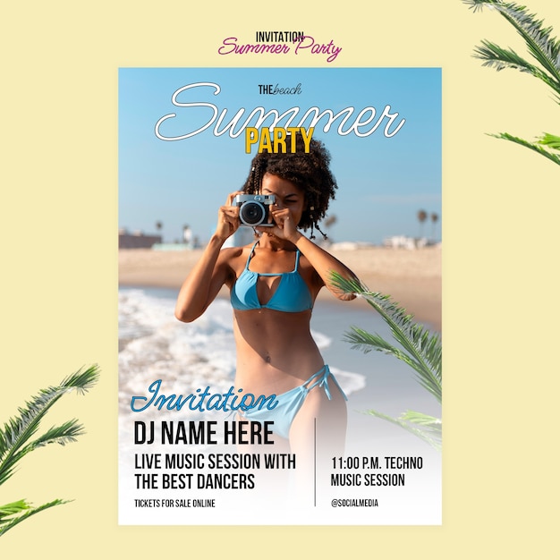 Free PSD realistic summer party template design