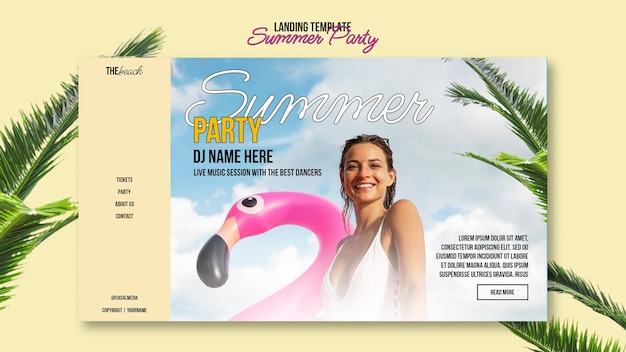 Free PSD realistic summer party template design