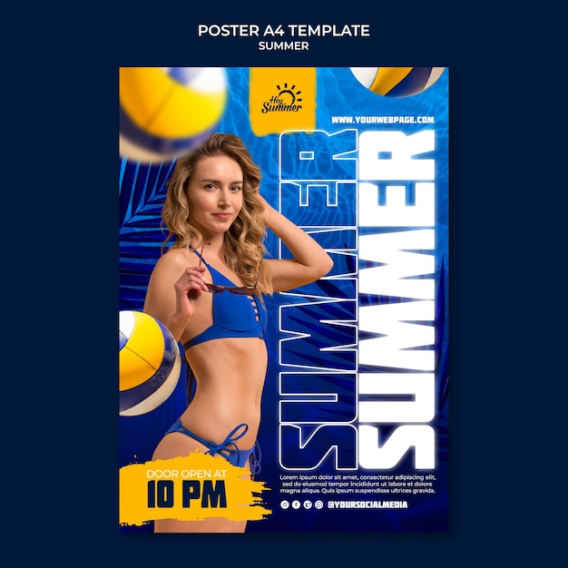 Realistic summer poster design template