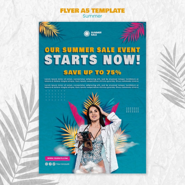 Free PSD realistic summer poster design template