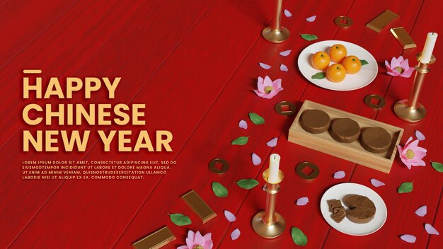 Realistic table  for happy chinese new year greetings