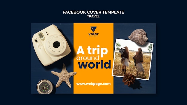 Free PSD realistic travel template facebook cover design