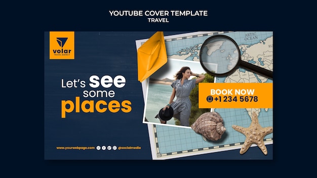 Free PSD realistic travel template youtube thumbnail design