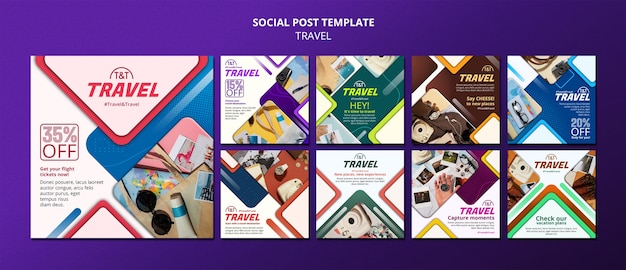 Free PSD realistic traveling instagram posts template