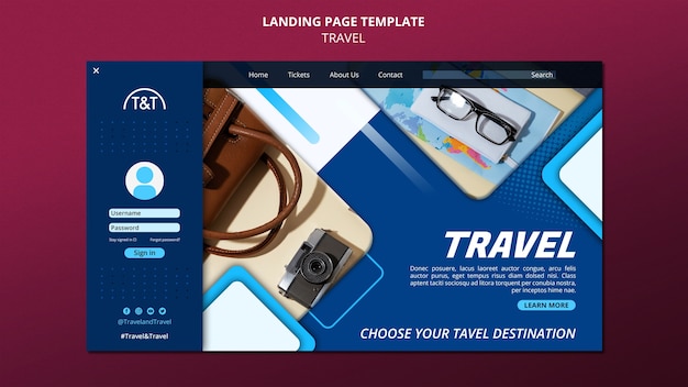 Realistic traveling landing page template