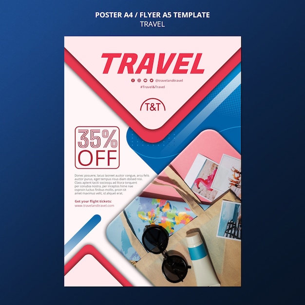 Free PSD realistic traveling poster template