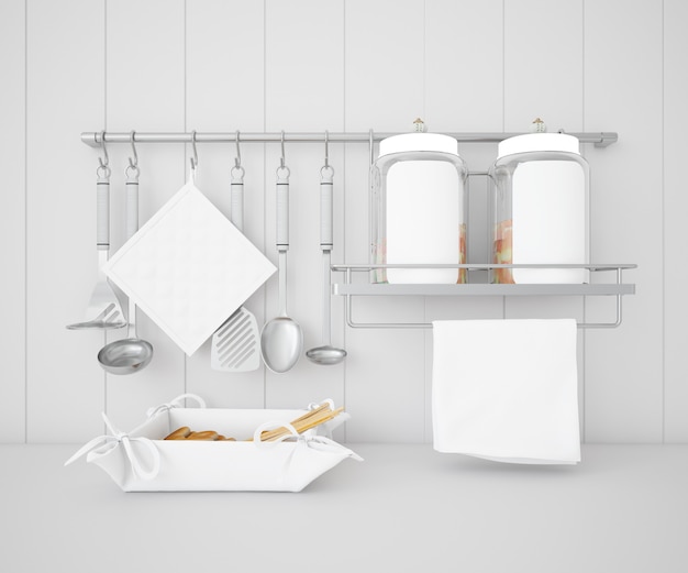 realistic utensils kitchen mockup