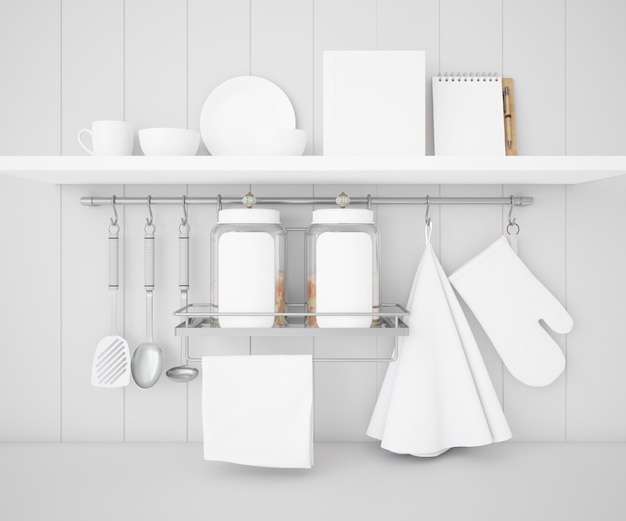 Бесплатный PSD Реалистичная посуда кухонный макет