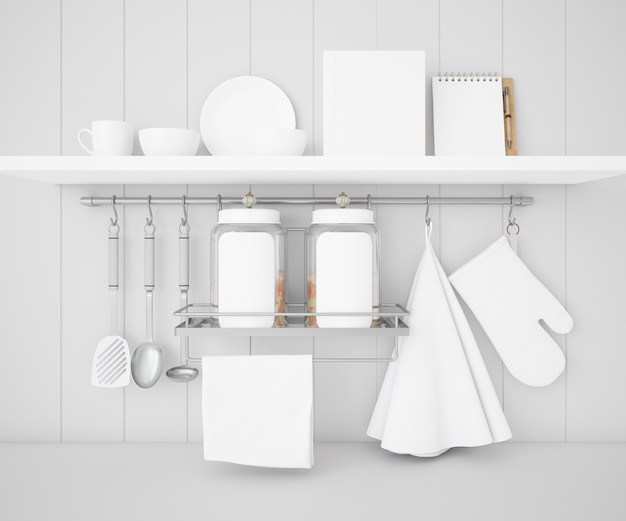 realistic utensils kitchen mockup