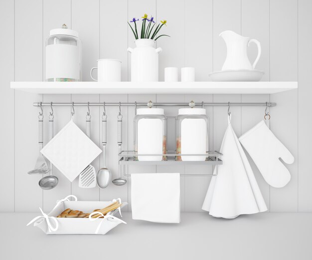 realistic utensils kitchen mockup