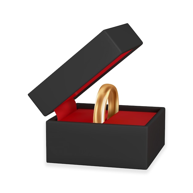 Realistic wedding ring  in box